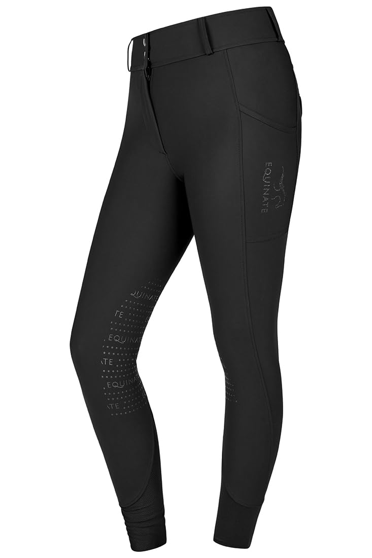 Equinate Damen Reithose Romy - Elegante Reithose mit Kniebesatz Grip Handytaschen und Glitzerapplikationen - atmungsaktiv elastisch rutschfest