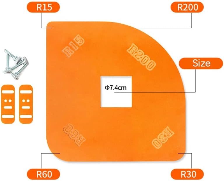 LUMIAX Woodworking Router Corner Radius Templates Jig R200 R5 R10 R15 R20 R25 R30 R35 R40 Arc Angle Corner Template Woodworking Tool (Color : with 1l4in)