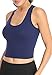Porvike Sports Women's Crop Tank Tops 3 Pack - Athletic Yoga Racerback Cotton Shirts (Black, Navy, Burgundy, M)