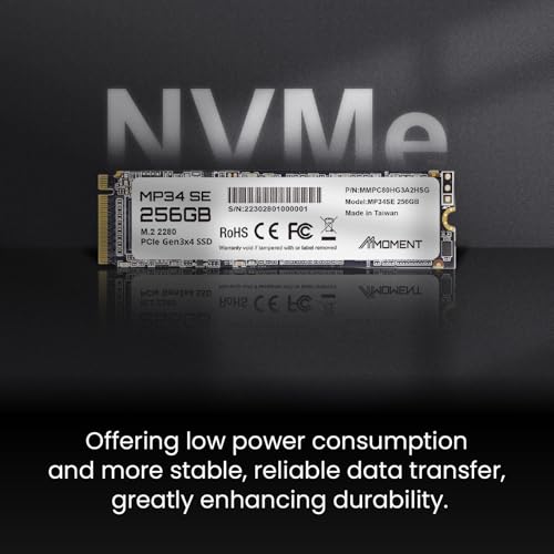 Image of MMOMENT SSD MP34 SE 256GB PCIe Gen3 NVMe M.2 2280 Internal Solid State Drive, Read Speed Up to 2100MB /s