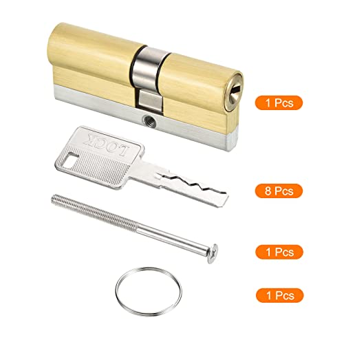 PATIKIL 32.5/42.5 (75mm Overall) European Double Lock Cylinder, Door Cylinder Lock with 8 Keys for Wooden Doors Aluminum Doors - Image 3