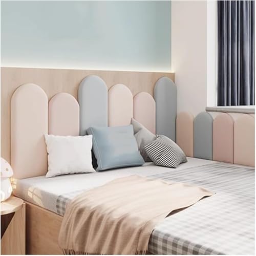 Acolchado de pared para niños - Acolchado de pared autoadhesivo 3D anticolisión, paneles tapizados ovalados, cabecero cubierto de tatami para dormitorios y salas de juegos (curvado, 160 x 55 cm)