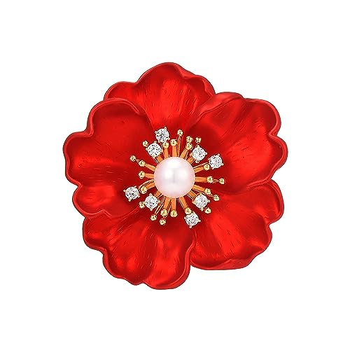 Image of Red Rose Flower Brooches and Pins for Women Costume Jewelry Brooch Pins Broches Jewelry for Women Elegant Lady Pin