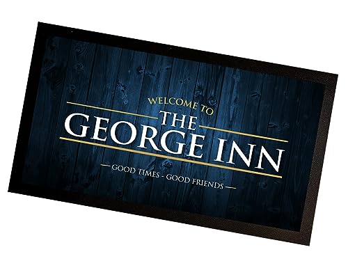 Personalised Bar mat - with your name Bar - Blue Wood effect Bar runner - BW102