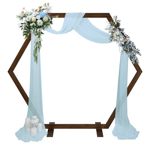 Babenest 7.08FT Wooden Wedding Arch Hexagon Wood Backdrop Arbor Stand Indoor Outdoor Wedding Arbor for Rustic Ceremony Birthday Party Bridal Baby Shower Banquet Proposal Scene Garden Decoration