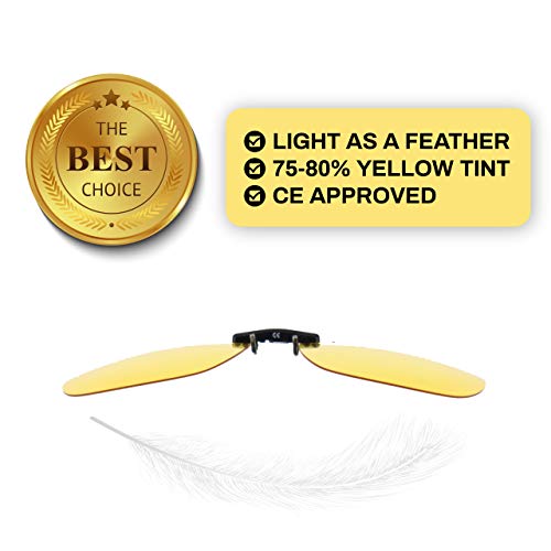 Yellow Night Vision Polarized Sunglasses | Anti Glare Clip-on Flip up Metal Clip Sunglasses | 100% UV Protection Driving Glasses for Men and Women3