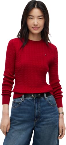 Tommy Hilfiger Damen Co Cable C-nk Ls Sweater Ww0ww44993 Pullover Sweater, Himbeersaft, M – Ansicht 1