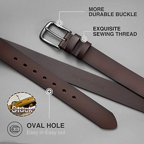 Thick & Durable with Extra Loop - Full Grain Genuine Leather Belts for Men - Casual Belt Men 1.5" Width for Jeans3