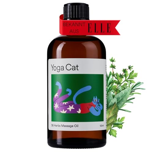 Yoga Cat Natürliches Massageöl für Tiefenentspannung 100ml I Körper Öl & Massage Öl mit Arnika und Aloe Vera I Neutrales Massageöl Öl für Muskelentspannung I Vegan & Nachhaltig I MADE IN GERMANY