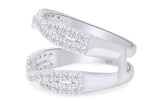 Double Infinity Ring Guard Enhancer for Women, 14K Gold Plated 925 Sterling Silver with Cubic Zirconia, Chevron Wedding Band Wrap, Elegant Gift for Her3