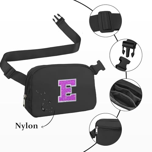 Image of COSHAYSOO Black Fanny Pack for Girls Purse Crossbody Belt Bag with Initials, Personalized 6 7 8 9 10 11 12 Year Old Teen Girl Birthday Gift Ideas Christmas Gifts Preteen Tween Trendy Stuff Letter E