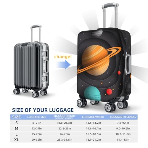 Solar System Paper Art Print Luggage Cover For Suitcase,Washable Elastic Travel Suitcase Protector With Zipper Closure And Bottom Buckle – Fits 18-32" Luggage-X-Large4