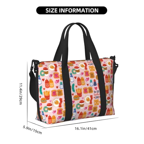 Laptop Tote Bag for Women Work - Cute Food Egg Bread Fries Gym Bag for Women Men, Personal Item Crossbody Travel Bags Carry On, Overnight Weekender Bags for Women Travel2