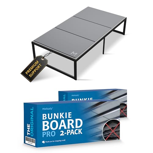 Meliusly Low Profile Bunkie Board Twin Size 2-Pack (38x75 Each) - Non-Slip Breathable Bed Support Board for Slatted Bed Frame, Anti-Sag Under Bed Support, Noise Minimizing Moisture Resistant