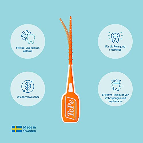 TePe EasyPick Dental Picks, Orange, ISO XS-S, 60 Stk., effiziente Reinigung der Zahnzwischenräume, langlebiger Dental Pick für kleine Zahnlücken
