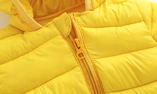 CECORC Winter Coats for Little Kids with Hoods (Padded) Light Puffer Jacket for Outdoor Warmth, Travel, Snow Play | Little Girls, Little Boys | Baby, Infants, Toddlers, 3T, Yellow