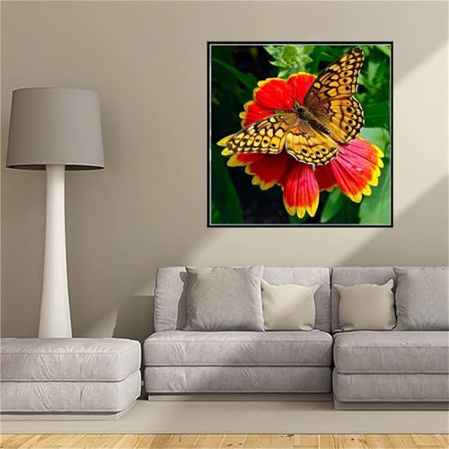 Kit Broderie Diamant Fleur de papillon 75x75cm | Activité créative grand format