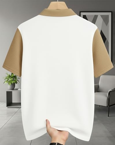 Image of AUSK Women's Zip Neck Polo T-Shirt | Half Sleeve Color Block Smart Casual Top | Ideal for Work, Travel Top for Womens