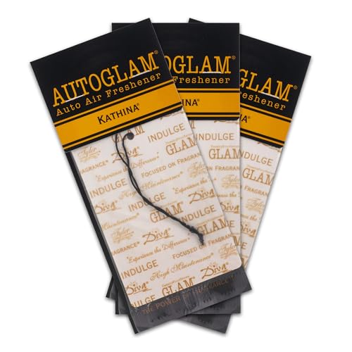 Image of Tyler Candle Kathina Autoglam Ivory And Gold 4.5 x 3 Cardboard Auto Air Freshener Mirror Hanger, Pack of 3