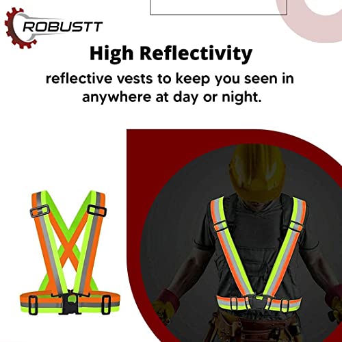 Image of Robustt High Visibility Protective Safety Reflective Vest Belt Jacket, Night Cycling Reflector Strips Cross Belt Stripes Adjustable Vest Safety Jacket