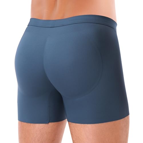 Mens Padded Boxer Briefs Tummy Control Dark Blue