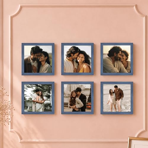 Image of Art Street Decorative Premium Set of 6 Individual Wall Photo Frame (5 inch X 5 inch Picture Size) - Gold