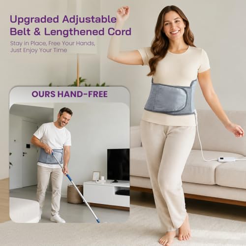 Image of SELLASTIC Electric Heating Pad for Back Pain + Period Cramp Relief | Full Large Size | 4 Timer, 9 Heat Mode | Lower Back, Neckpain, Shoulder, Abdomen, Waist, Thigh | Gifts for Women, Men