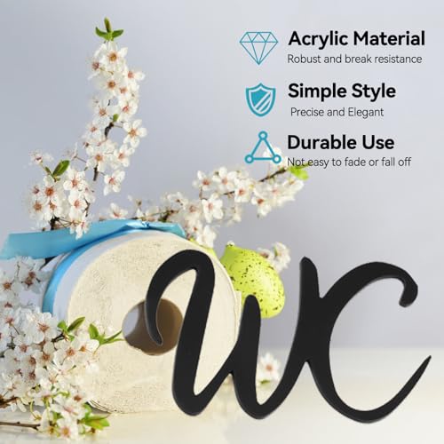 WC Schild, WC Türschild Selbstklebend, WC Aufkleber 15 * 10 cm, WC Schild Selbstklebend WC Aufkleber Tür, WC Deko für Toilettentür (Schwarz)