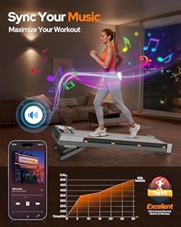 Walking Pad Treadmill with 15% 12-Level Auto Incline & UI Screen, Trisomy 3.5HP Foldable Under Desk Treadmill with Bluetooth Speaker, Portable Treadmills for Home Office 450LBS, Remote, RGB Light