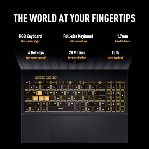 Image of ASUS TUF Gaming F16 Laptop, NVIDIA RTX 5060 (Beat RTX 4070), Intel 14th Core i7-14650HX, 16 inch FHD+ 165Hz Anti-Glare LCD, WiFi 6E, RGB Backlit Keyboard, 64 GB DDR5, 2 TB SSD, Windows 11 Pro, Accessories