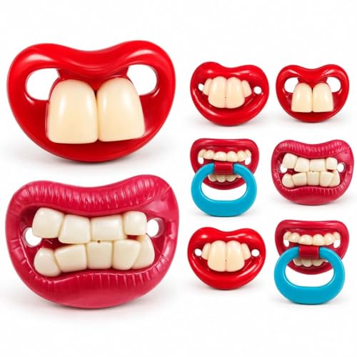 LUOZZY 8pcs Funny Baby Pacifiers Silicone Novelty Teeth Soothers