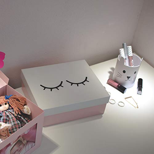 Caixa Maquiagens/Acessórios Cílios, Geguton, Rosa/Branco