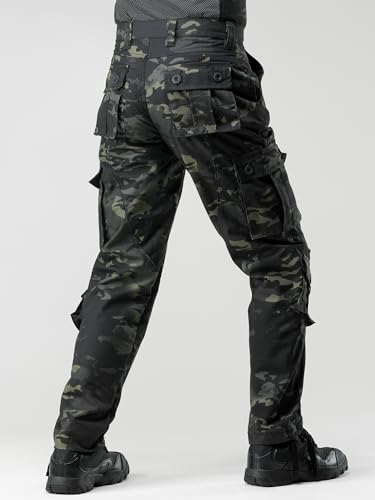Men's Camo Cargo Work Pants Cotton Casual Tactical Ripstop Wild Outdoor Combat Trousers with 8 Pockets2