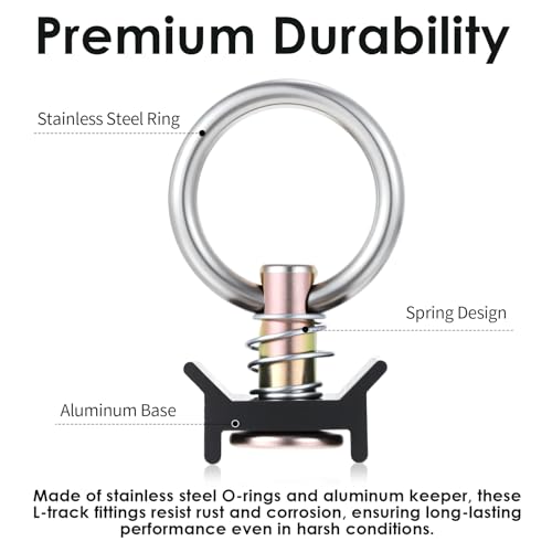 Pafeooui 18 Pack Single Stud Fitting for L Track – Heavy-Duty 4000LB Capacity, Stainless Steel & Aluminum L Track Tie Down O Ring, 360° Rotating Cargo Control for Trucks, Trailers, Airline Logistics by Pafeooui - Used condition - Image 3