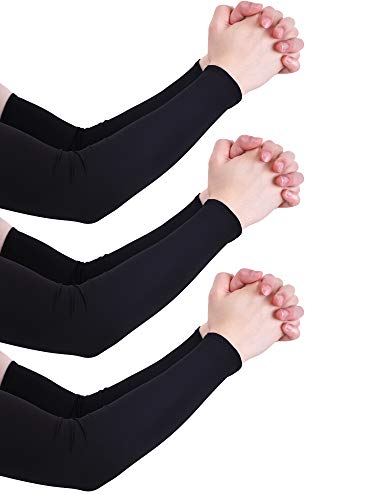 9 Pairs Unisex UV Protection Arm Cooling Sleeves Ice Silk Arm Cover for Men Women, Black3