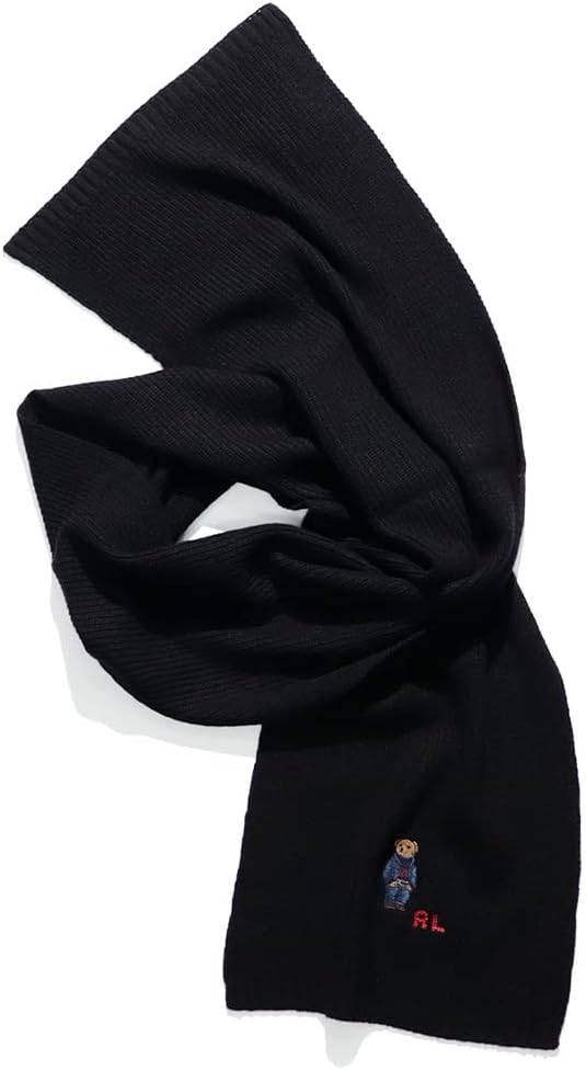 [ポロラルフローレン] マフラー SOLID DENIM BEAR SCARF PC1034 001 ブラック [並行輸入品]
