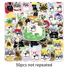 TUIOBUN 50PCS Cute French Bulldog Stickers for Skateboard,Scrapbook,Laptop,Notebook Bike,Luggage,Water Bottle,Cartoon Animal Waterproof Vinyl Decals,Girls Adults Sticker,Dog Aesthetic Graffiti Decals - Image 2