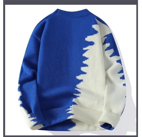 Men's Print Knit Sweater Color Block Pullover Casual Loose Hip Hop Jumper Style2