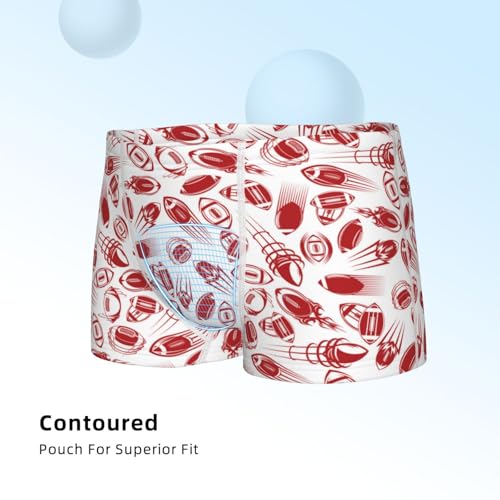 Boys' Cotton Boxer Brief Soft Underwear-Red Football4