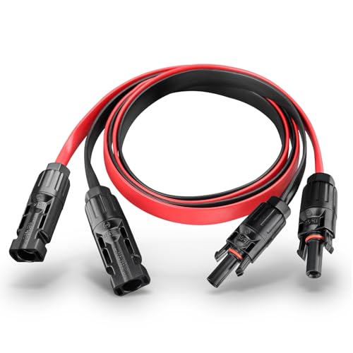 PAEKQ 10AWG Super Flat Solar Cable Connector, 50A Photovoltaic Extension Cable Flat Feed Through Balcony Door and Window Solar Power Wire for Solar Panel RV Boats Household Energy System 3FT