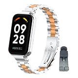 T-BLUER Compatible con Xiaomi Redmi Band 2 Correas,Acero Inoxidable de Reemplazo de Metal Pulsera Correa Accesorios con Marco de Metal para Xiaomi Smart...