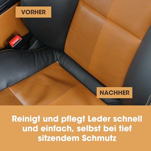 Furniture Clinic Lederpflege-Set 2x250ml – Premium Lederreiniger + Conditioner - Pflegecreme mit Lederduft, inkl. Schwamm & Reinigungstuch – für Couch, Sofas, Autositze, Möbel