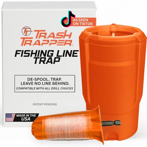 Fishing Line Trap | Line Stripper & Disposal Tool | Patent-Pending System to Save You Time and Protect Environment | Re-usable | Cup Holder Size for Boats, Kayaks & Bank Fishing | <=20lb Mono line