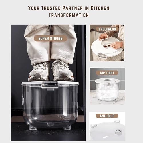 Image of KAYTOS Rice Storage Container | Air Tight Transparent Bpa Free Plastic Containers | Dal Pulses Cereal & Flour Airtight Lock Dispenser Box | Large & Big Size Modular Home Organizer (Small - Barrel)