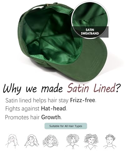 Image of Womens Satin Lined Unstructured Baseball Cap Unisex Silk Lining Washed Cotton Adjustable Vintage Dad Hat