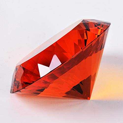 Image of Amber Crystal Glass Diamond Shaped Decoration 60mm Jewel Paperweight,Gift Decoration Idea for Christmas, Thanksgiving (Please Identify Our Brand YARR Store)