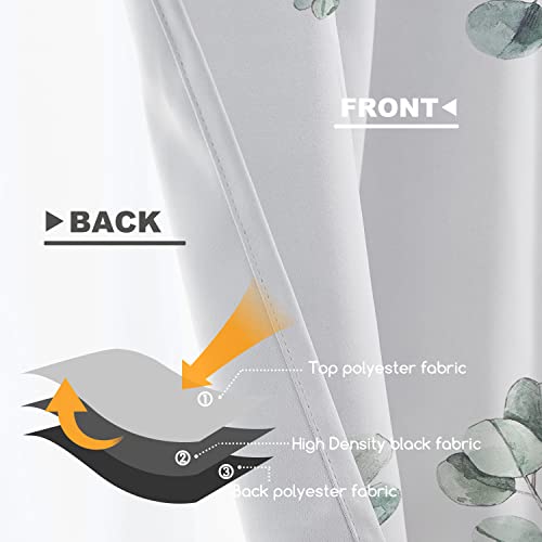 Shrahala Watercolor Botanical Kitchen Valances, Eucalyptus Leaves Floral Tropical Bamboo Half Window Curtain Window Treatment Multilayer Polyester Blackout For Living Room Bathroom 52 X 18 In #TOP2