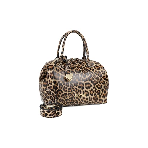 Sac Braccialini Michelle léopard en cuir à double poignée