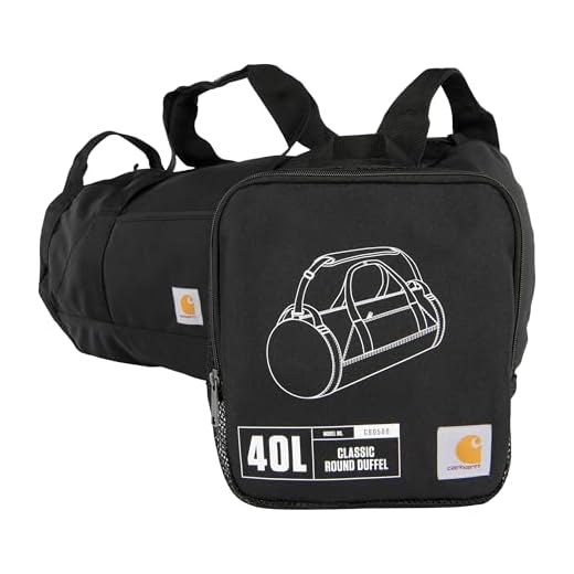Carhartt Bolsa esportiva redonda clássica com bolsa utilitária, resistente, resistente à água para trabalho, academia e viagens, Preto, 40L, 40 l