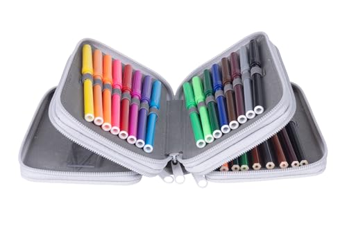 gimboo Schulmäppchen mit Zubehör/Federmäppchen mit großem Fassungsvermögen/Mit 3 Fächer/Federtasche Federmäppchen Stifteetui/Motiv - KLEINE Hunde/Für Kinder Jungen Mädchen